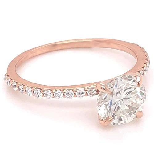 1.50 Karat Echt Diamant-Verlobungsring mit Akzenten Roségold 14K