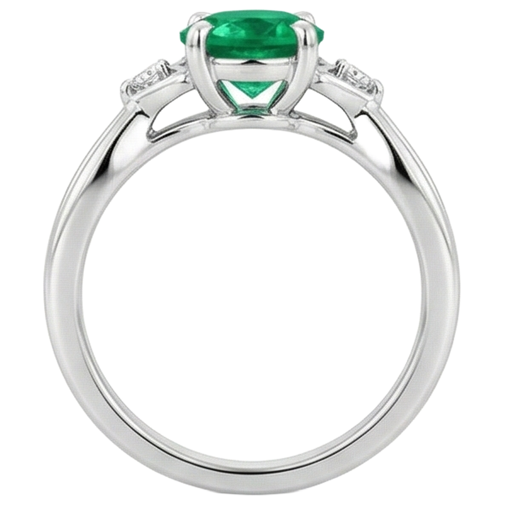 echter round smaragd 1.50Karat ring mit Diamantbesatz