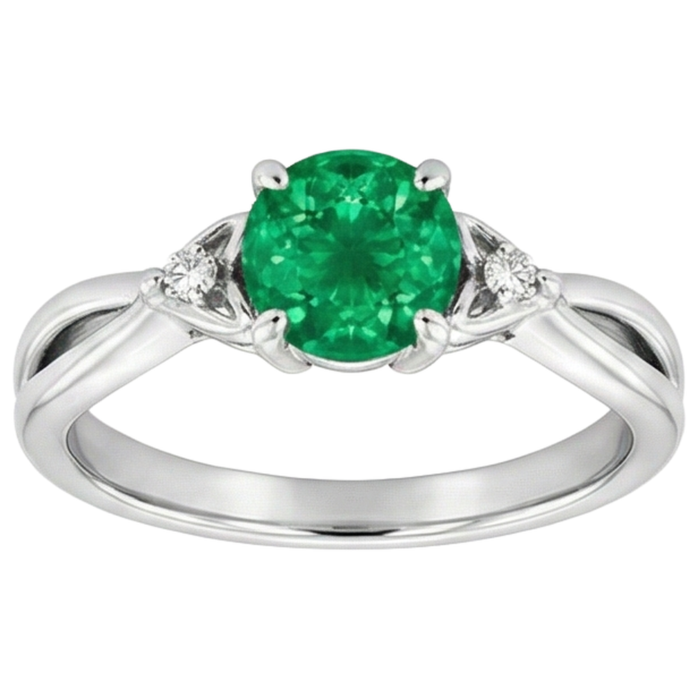 echter round smaragd 1.50Karat ring Detailansicht