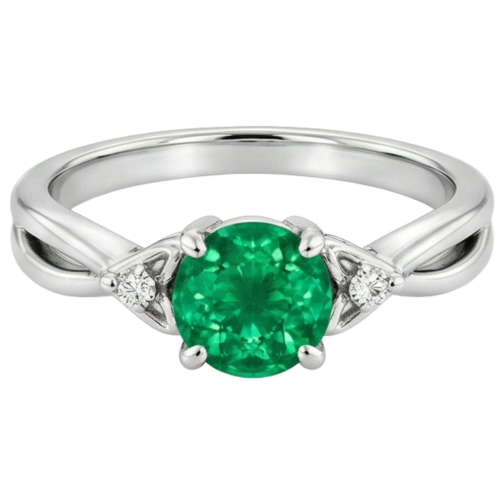echter round smaragd 1.50Karat ring Draufsicht