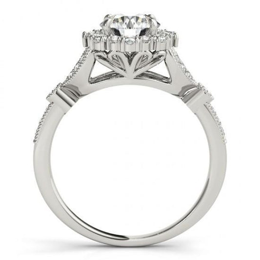 1.50 Karat Halo Runden Echt DiamantVerlobungsring Weißgold 14K
