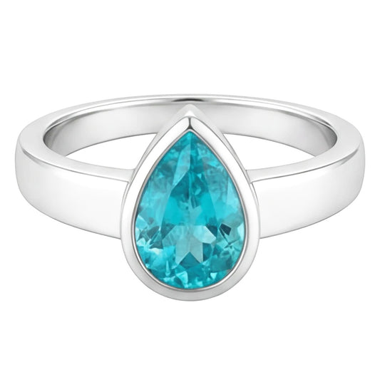 1,50 Karat Neon Paraiba Edelstein-Ring in 14 Karat Weißgold