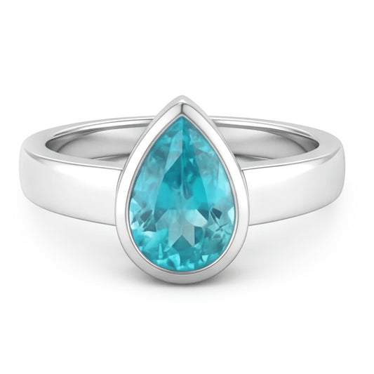 1,50 Karat Neon Paraiba Edelstein-Ring in 14 Karat Weißgold