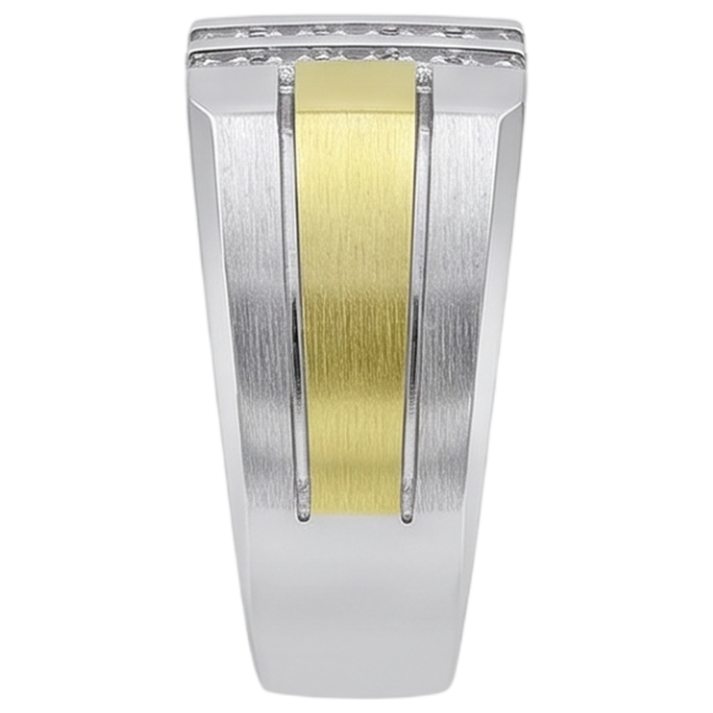 1,50 Karat Runder Echt Aus der Erde Abgebauter Natürlicher Diamant Herren Fancy Ring Zweifarbiges Gold 14K