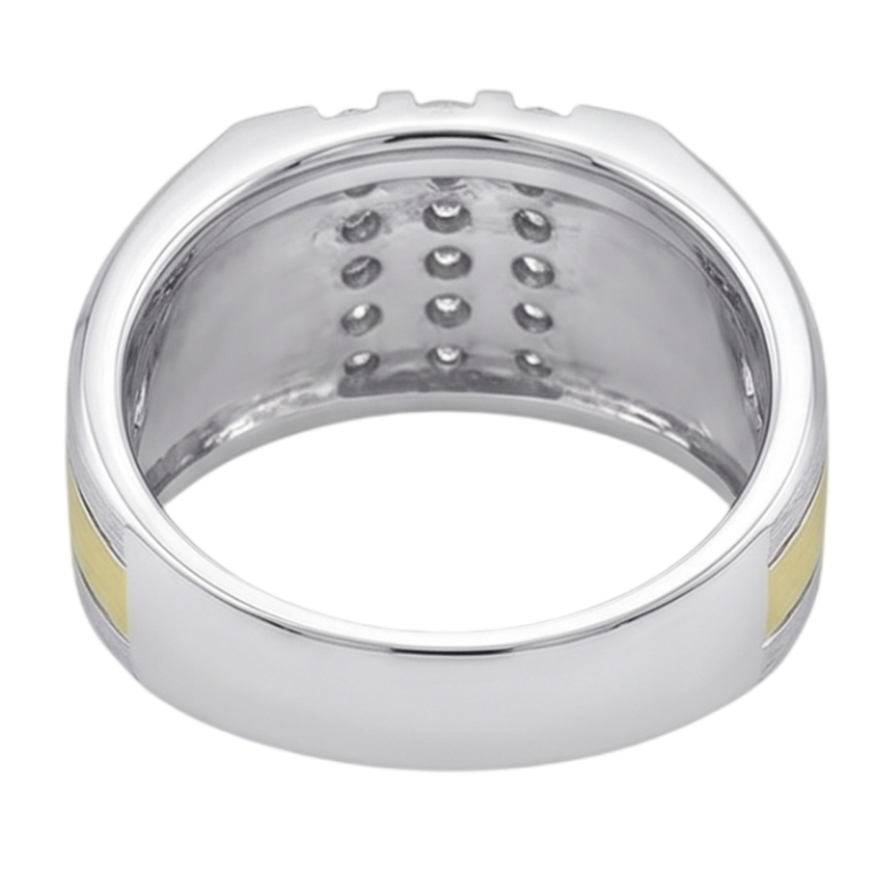 1,50 Karat Runder Echt Aus der Erde Abgebauter Natürlicher Diamant Herren Fancy Ring Zweifarbiges Gold 14K