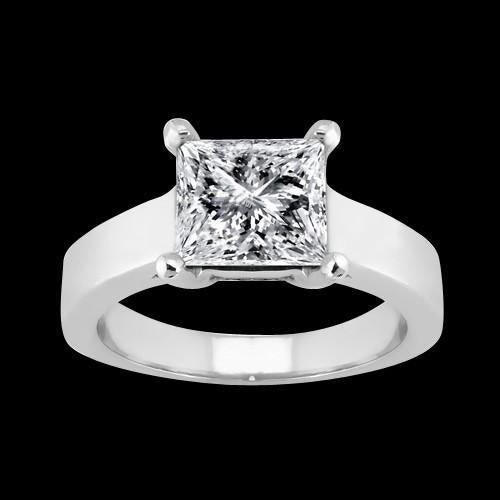 1.50 Karat Solitaire Prinzessin Echt Diamantring Weißgold 14K