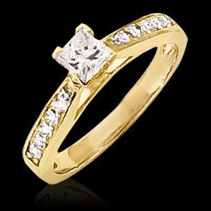 1.50 ct Echt Diamantring Princess Cut Schmuck Gelbgold 14K