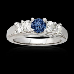 1,50 Karat Blauer Aus der Erde Abgebauter Natürlicher Diamant 5 Stein Jubiläum Ring 14K Weiß Gold