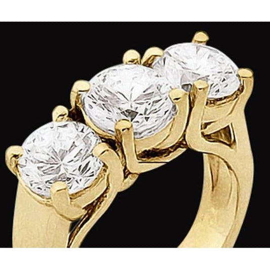 1,50 Karat Verlobungsring mit 3 Steinen und Echt Aus der Erde Abgebauter Natürlicher Diamanten aus massivem Gelbgold 14K