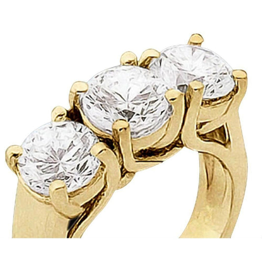 1,50 Karat Verlobungsring mit 3 Steinen und Echt Aus der Erde Abgebauter Natürlicher Diamanten aus massivem Gelbgold 14K