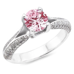 1,51 ct Rosa Saphir Weißer runder Edelstein-Verlobungsring