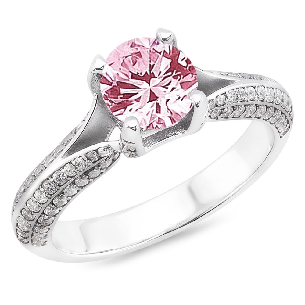 1,51 ct Rosa Saphir Weißer runder Edelstein-Verlobungsring
