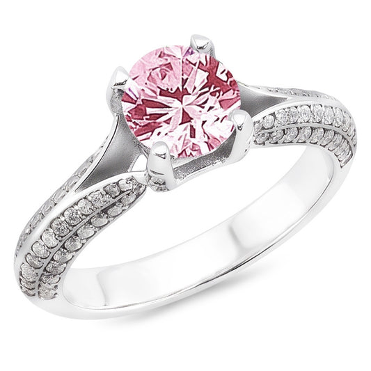 1,51 ct Rosa Saphir Weißer runder Edelstein-Verlobungsring