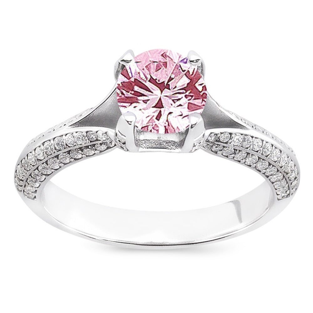 1,51 ct Rosa Saphir Weißer runder Edelstein-Verlobungsring