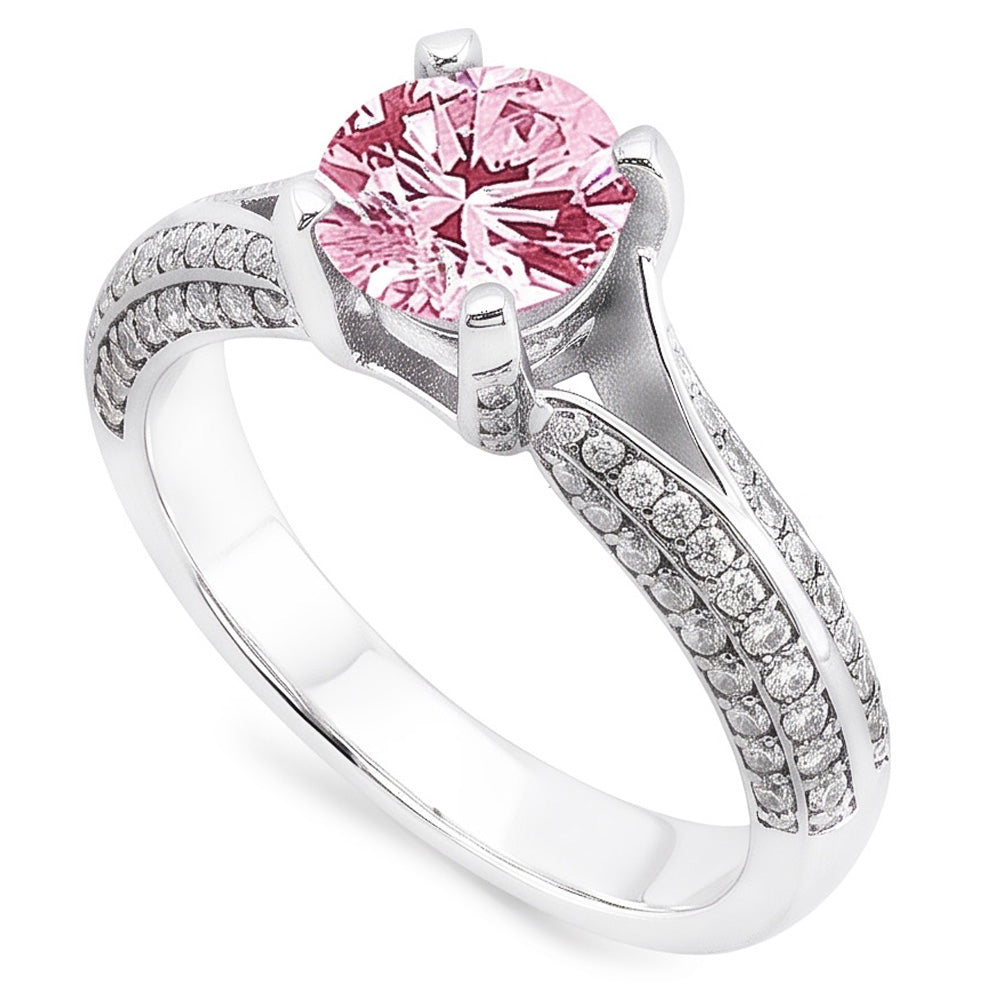 1,51 ct Rosa Saphir Weißer runder Edelstein-Verlobungsring