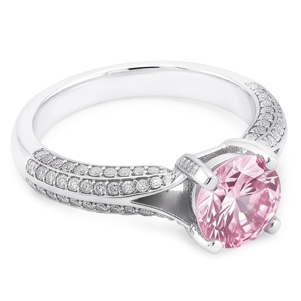 1,51 ct Rosa Saphir Weißer runder Edelstein-Verlobungsring