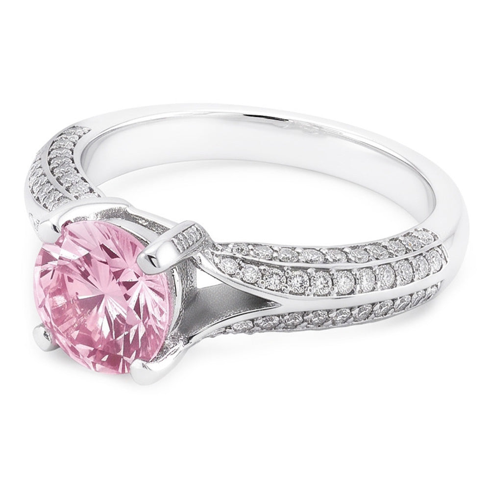 1,51 ct Rosa Saphir Weißer runder Edelstein-Verlobungsring