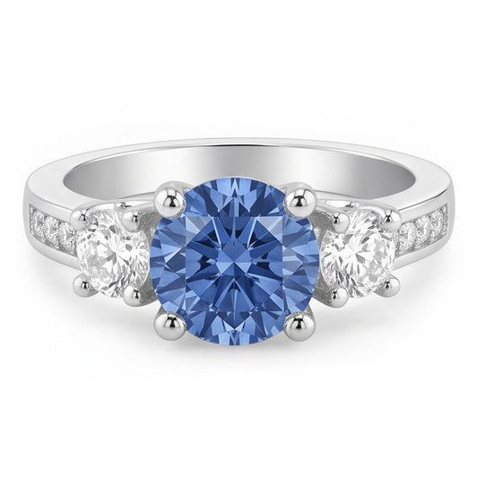 1,51 ct. Weißer blauer Aus der Erde Abgebauter Natürlicher Diamanten 3 Stein Edelstein Ring Weißgold
