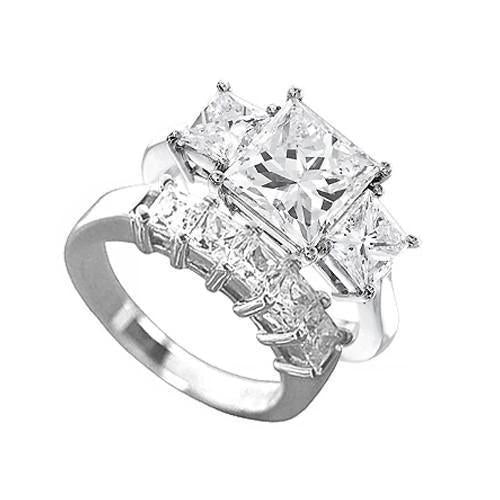 1,5 Karat Prinzessin Schliff 5 Stein Echt Aus der Erde Abgebauter Natürlicher Diamant Verlobungsband 14K Weißgold