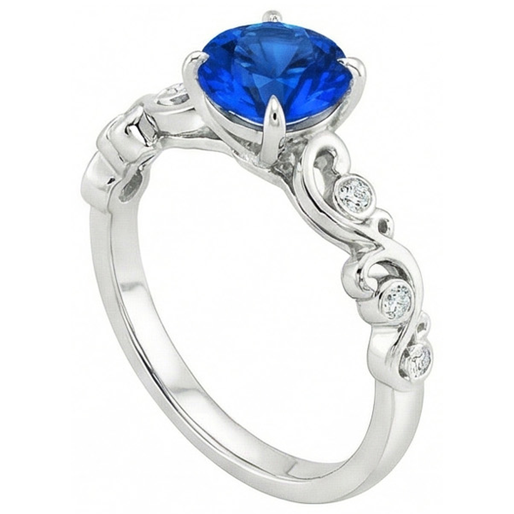 echter round saphir 1.60Karat ring Vorderansicht