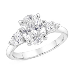 1,61 ct. Oval Center Echt Aus der Erde Abgebauter Natürlicher Diamant Damen Ring 3 Steine Schmuck Weißgold Neu