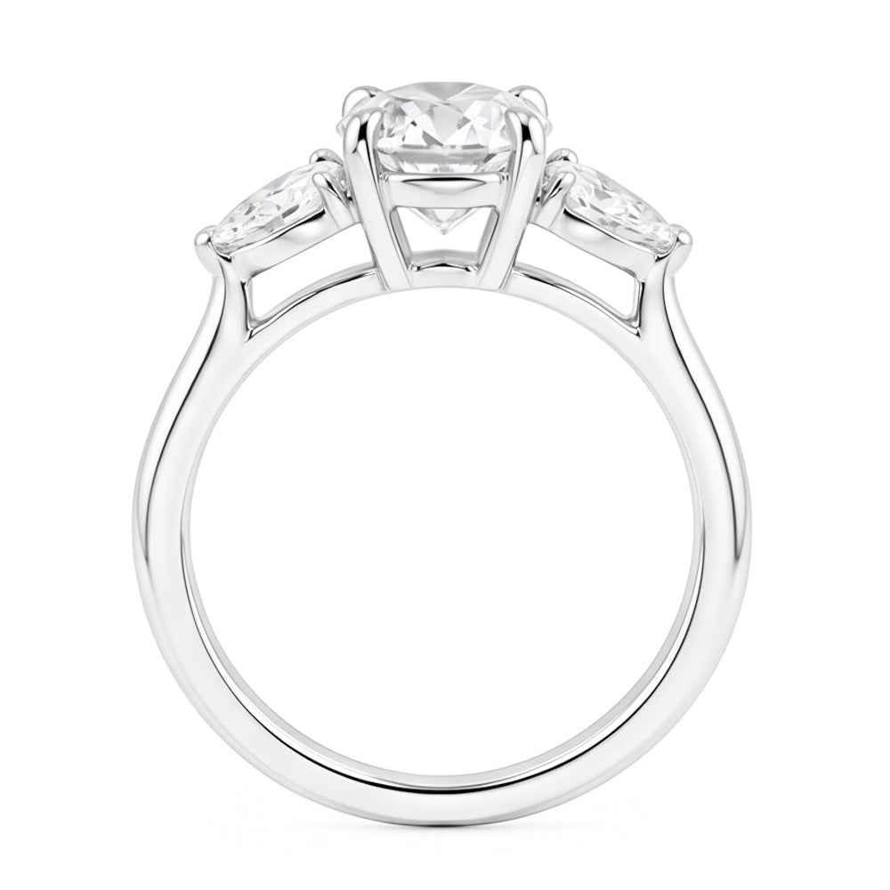 1,61 ct. Oval Center Echt Aus der Erde Abgebauter Natürlicher Diamant Damen Ring 3 Steine Schmuck Weißgold Neu