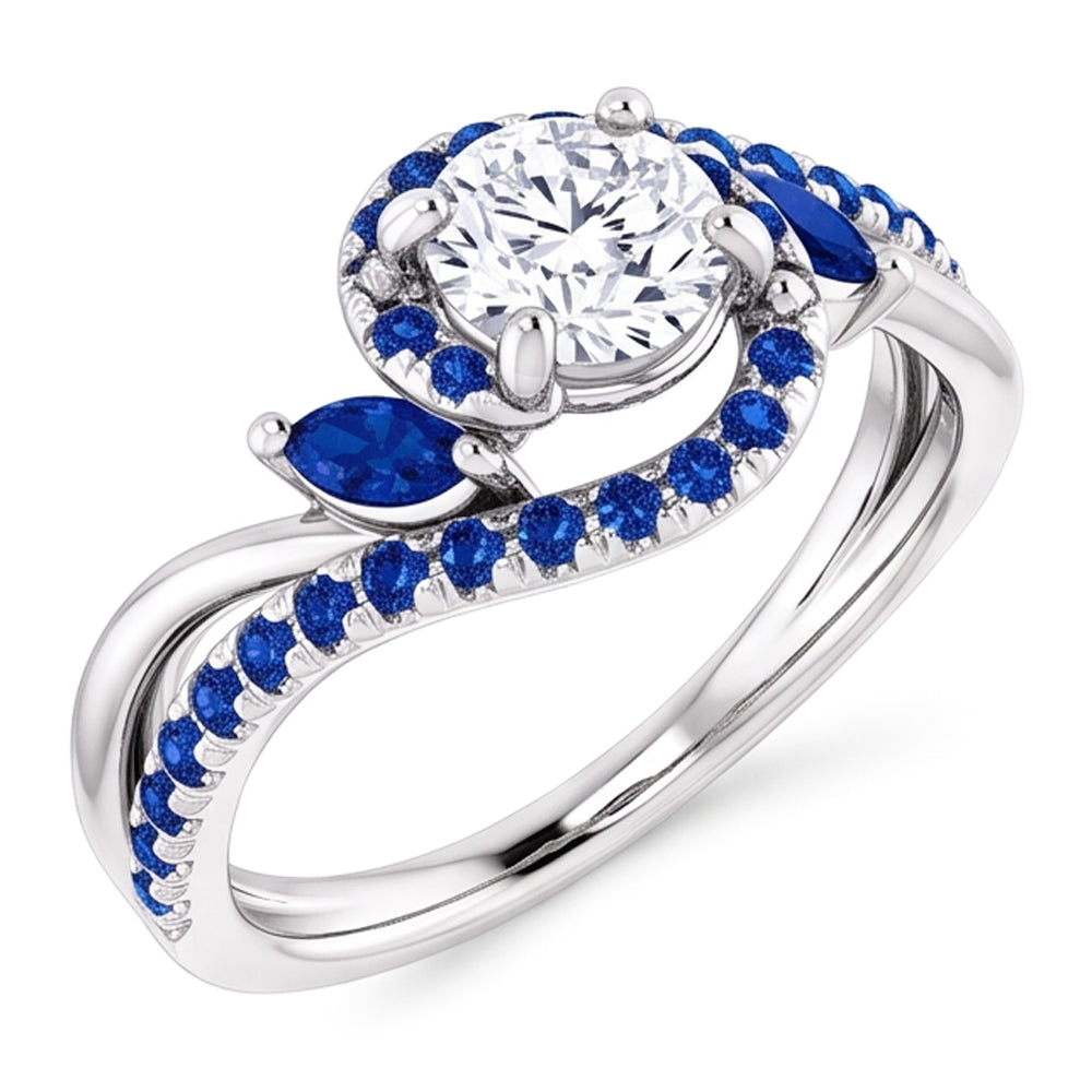 1,65 Karat blauer Saphir-Echt-Aus der Erde Abgebauter Natürlicher Diamantring