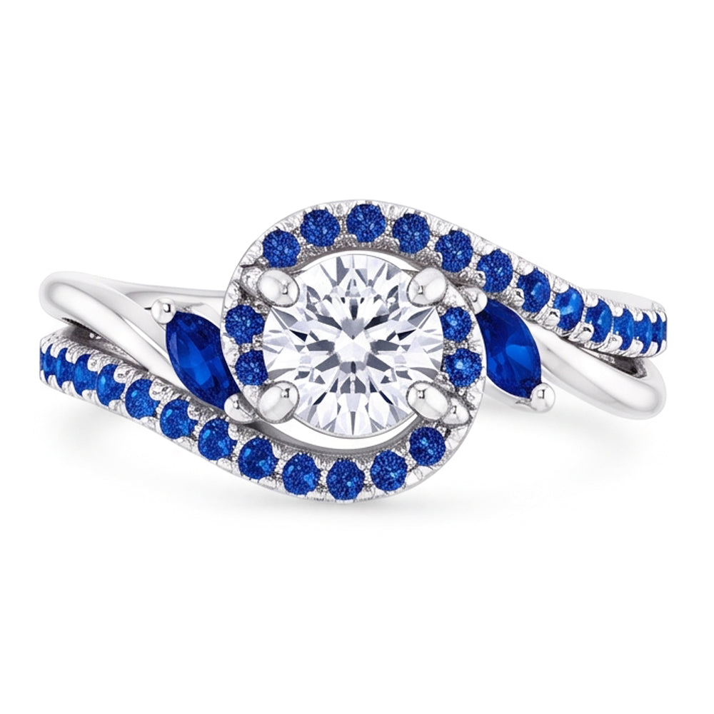 1,65 Karat blauer Saphir-Echt-Aus der Erde Abgebauter Natürlicher Diamantring