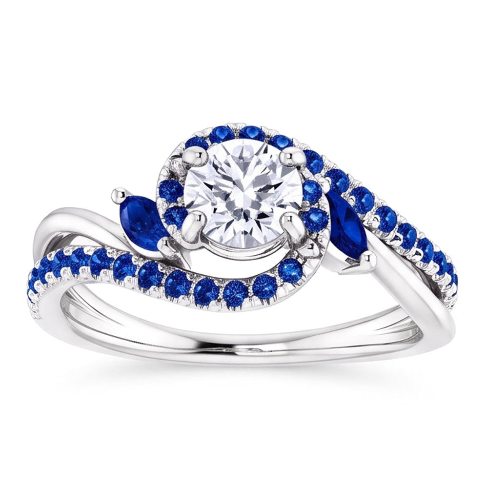 1,65 Karat blauer Saphir-Echt-Aus der Erde Abgebauter Natürlicher Diamantring