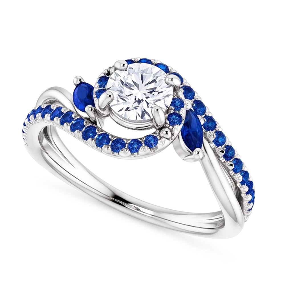 1,65 Karat blauer Saphir-Echt-Aus der Erde Abgebauter Natürlicher Diamantring