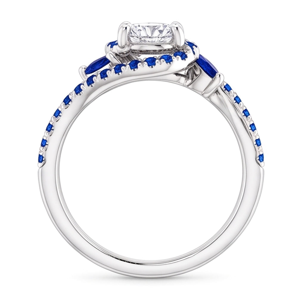 1,65 Karat blauer Saphir-Echt-Aus der Erde Abgebauter Natürlicher Diamantring