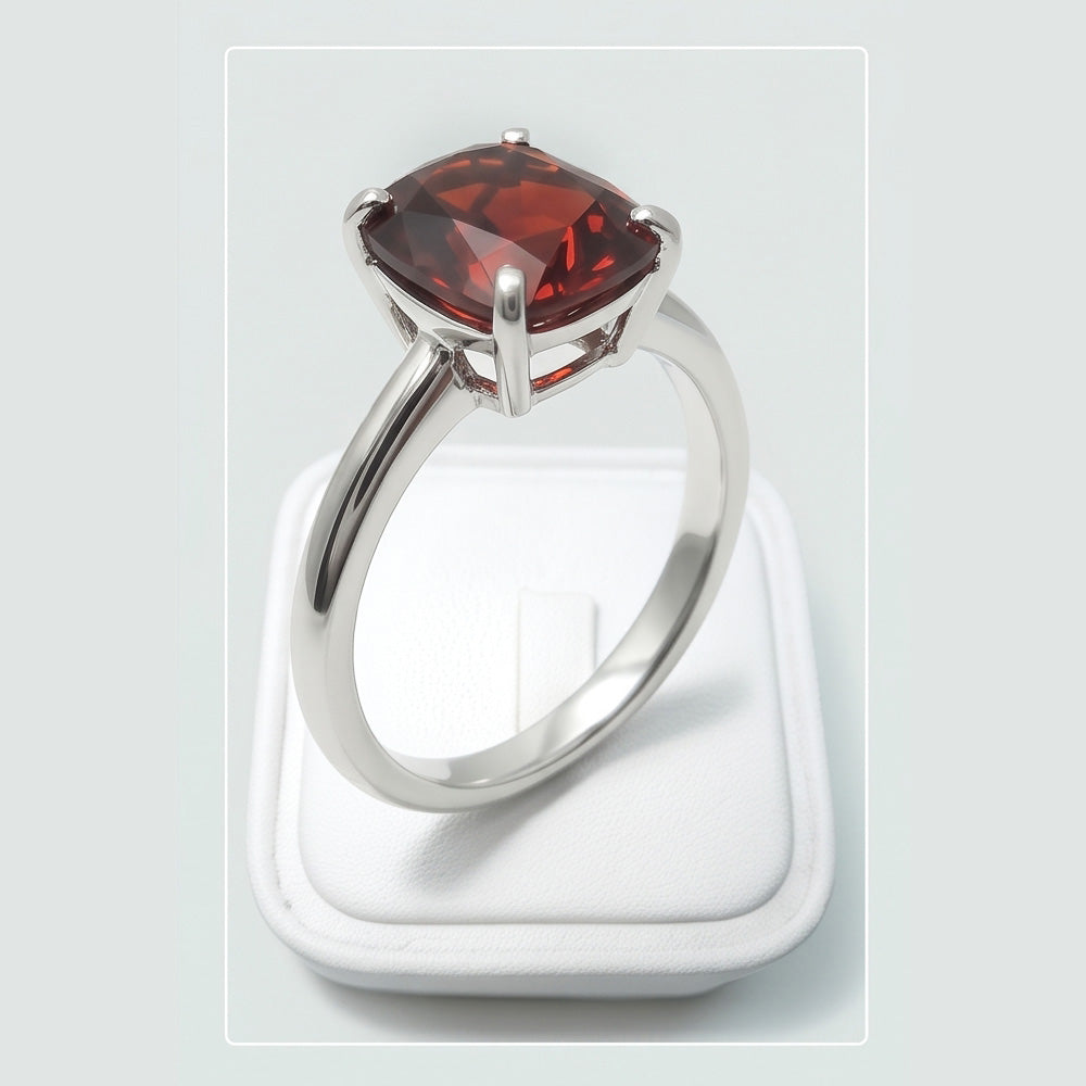 1,65 ct Radiant Cut Red Saphir Ring 14K Weißgold