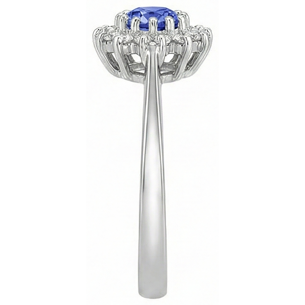 1,65 ct Tansanit und Aus der Erde Abgebauter Natürlicher Diamant Flower Style Ehering Weißgold 14K