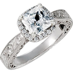 1.70 Karat Kissen Echt Diamant Verlobungsring Halo-Ring aus massivem Weißgold 14K