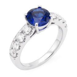 1,75 Karat Saphir-Aus der Erde Abgebauter Natürlicher Diamant-Edelstein-Ring im Rundschliff Weißgold 14K