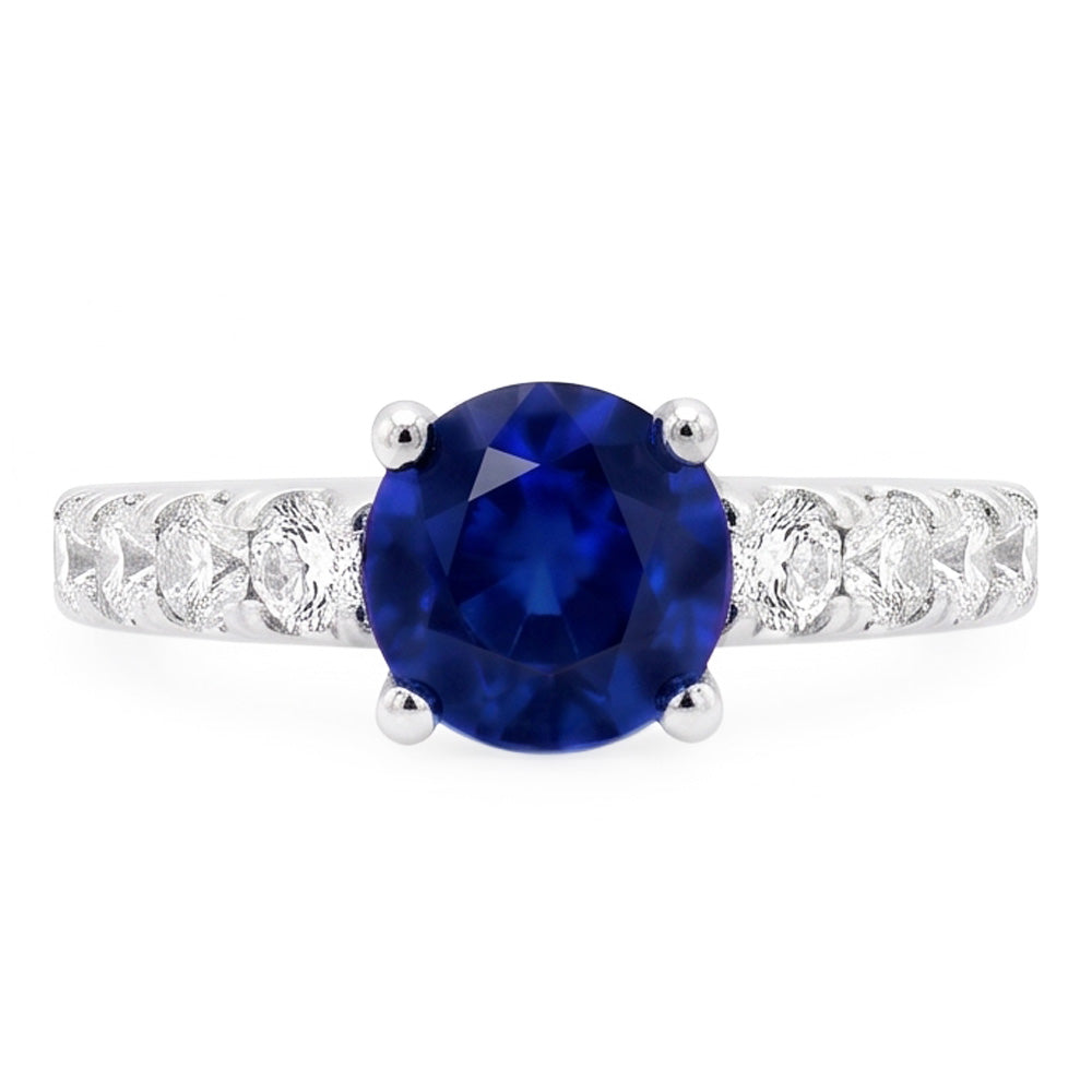 1,75 Karat Saphir-Aus der Erde Abgebauter Natürlicher Diamant-Edelstein-Ring im Rundschliff Weißgold 14K