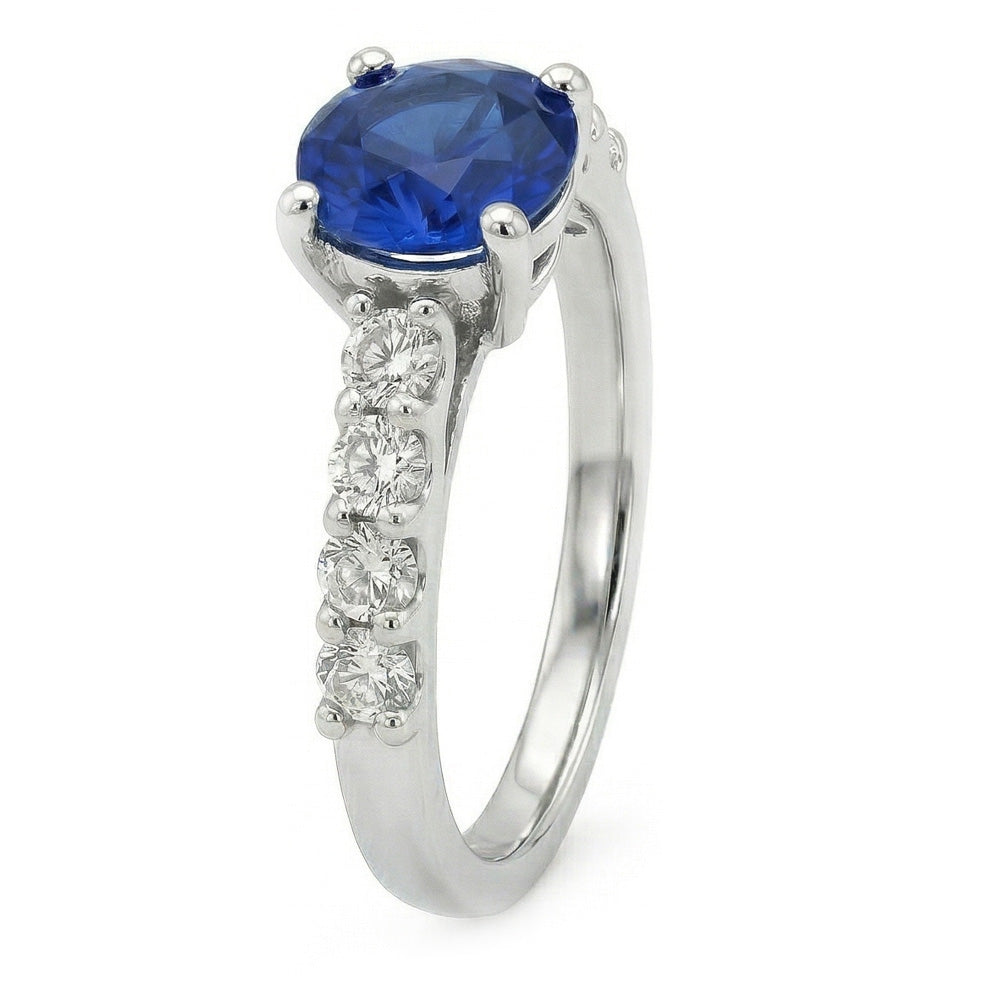 1,75 Karat Saphir-Aus der Erde Abgebauter Natürlicher Diamant-Edelstein-Ring im Rundschliff Weißgold 14K