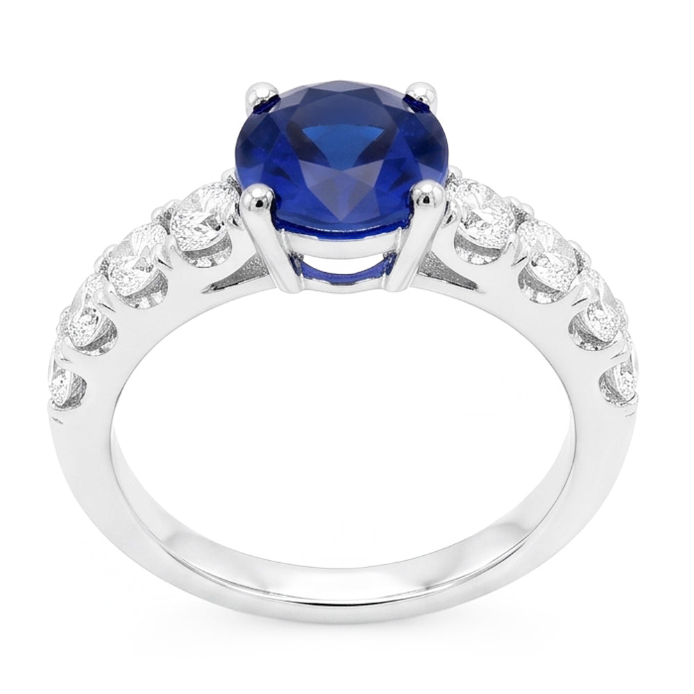 1,75 Karat Saphir-Aus der Erde Abgebauter Natürlicher Diamant-Edelstein-Ring im Rundschliff Weißgold 14K