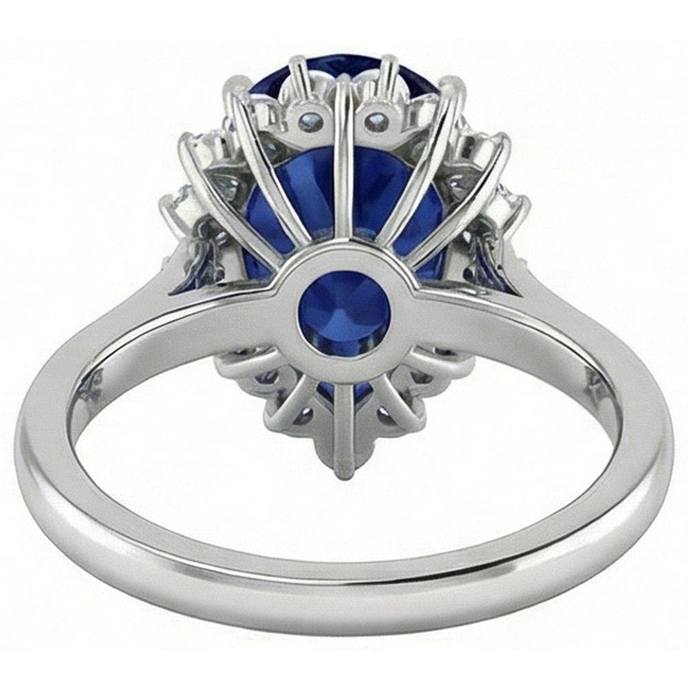 1,75 Kt Blauer Saphir im Birnenschliff mit Aus der Erde Abgebauter Natürlicher Diamantring Lady Gold