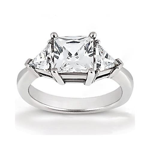 1.75 kt. Princess Cut Echt Diamond Drei-Steine-Ring