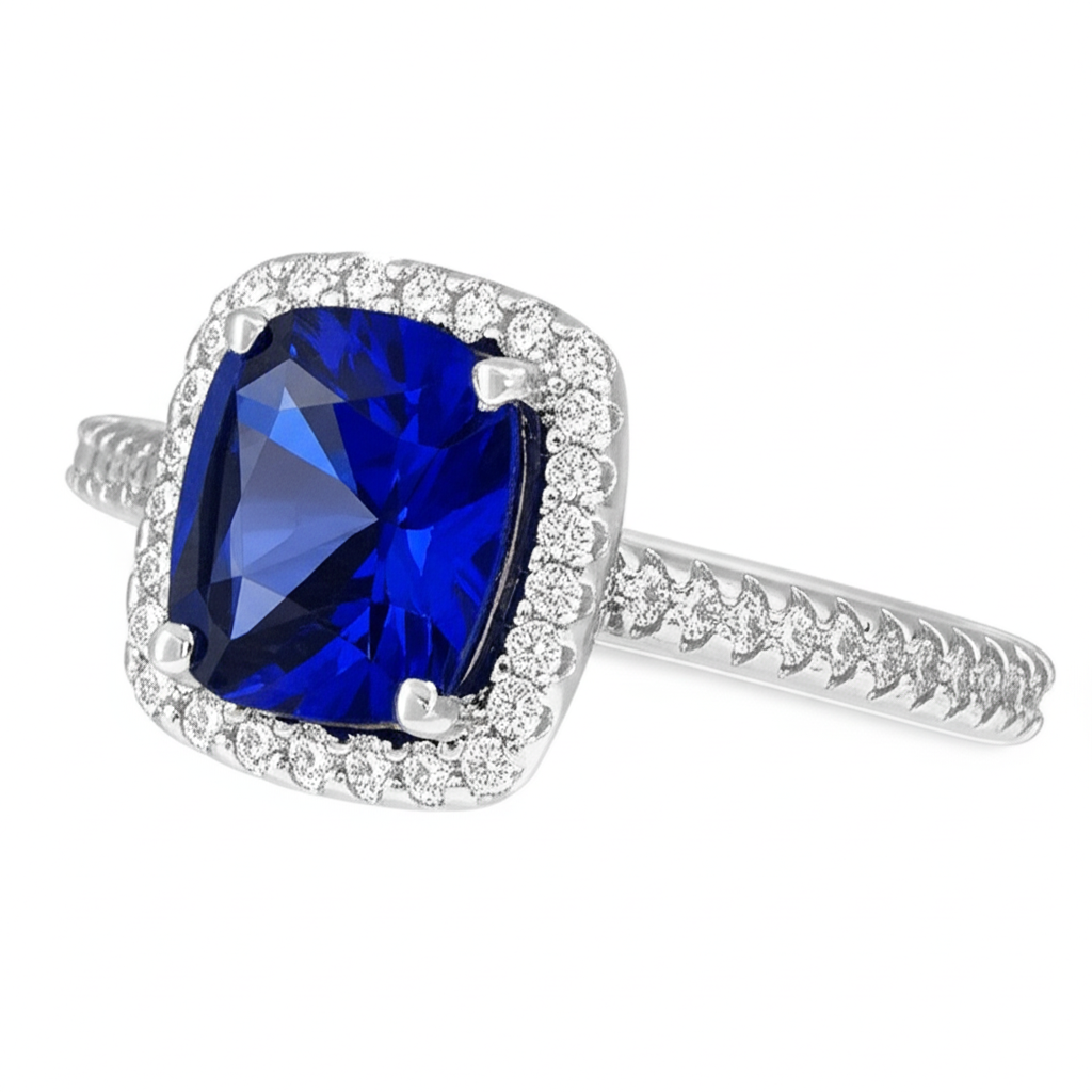 1,80 Ct Kissenschliff Sri Lanka Saphir Edelstein Ring Aus der Erde Abgebauter Natürlicher Diamantschmuck
