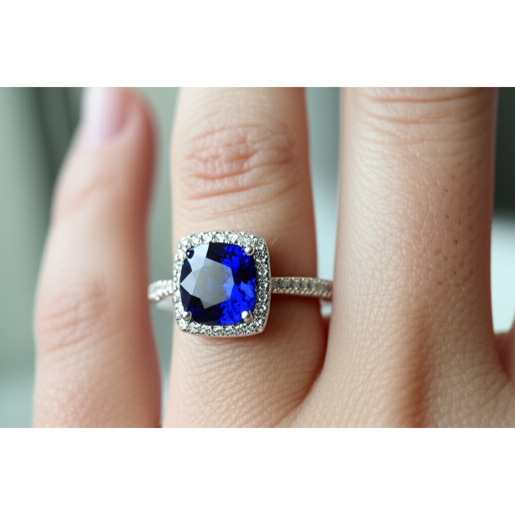 1,80 Ct Kissenschliff Sri Lanka Saphir Edelstein Ring Aus der Erde Abgebauter Natürlicher Diamantschmuck