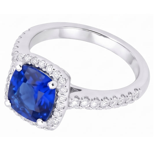 1,80 Ct Kissenschliff Sri Lanka Saphir Edelstein Ring Aus der Erde Abgebauter Natürlicher Diamantschmuck