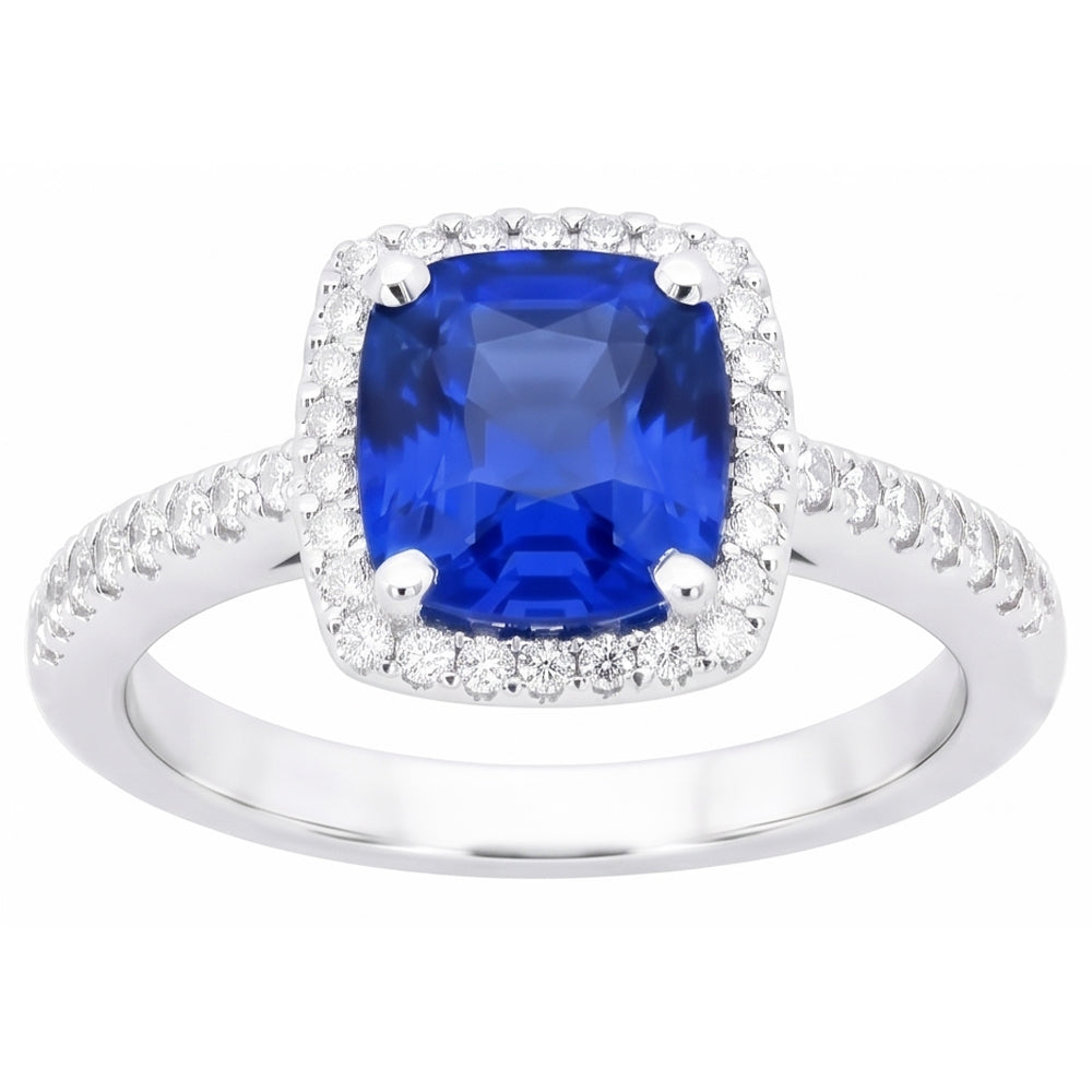 1,80 Ct Kissenschliff Sri Lanka Saphir Edelstein Ring Aus der Erde Abgebauter Natürlicher Diamantschmuck