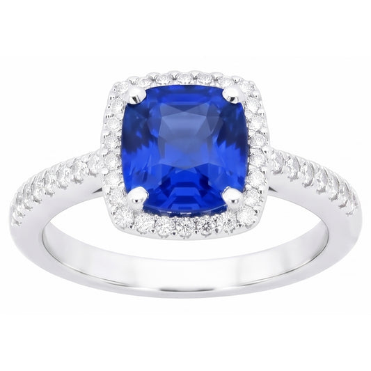 1,80 Ct Kissenschliff Sri Lanka Saphir Edelstein Ring Aus der Erde Abgebauter Natürlicher Diamantschmuck