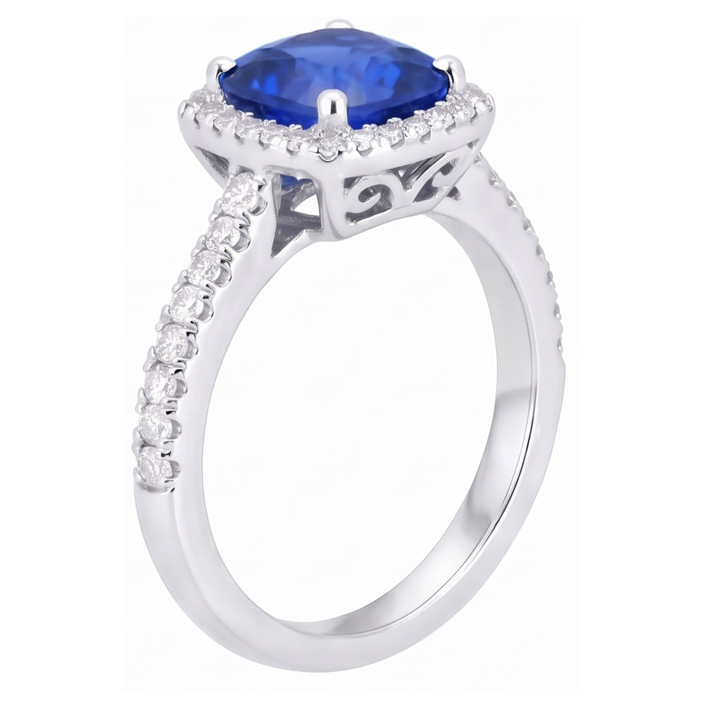 1,80 Ct Kissenschliff Sri Lanka Saphir Edelstein Ring Aus der Erde Abgebauter Natürlicher Diamantschmuck
