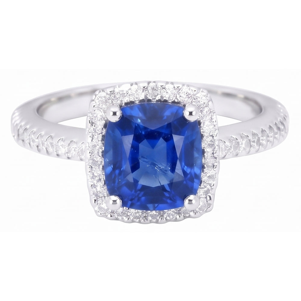 1,80 Ct Kissenschliff Sri Lanka Saphir Edelstein Ring Aus der Erde Abgebauter Natürlicher Diamantschmuck