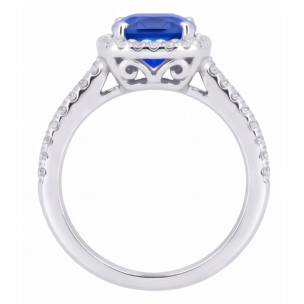 1,80 Ct Kissenschliff Sri Lanka Saphir Edelstein Ring Aus der Erde Abgebauter Natürlicher Diamantschmuck