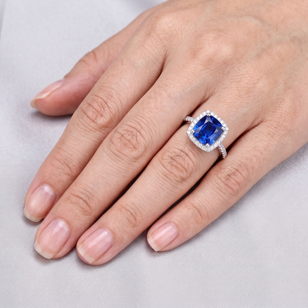 1,80 Ct Kissenschliff Sri Lanka Saphir Edelstein Ring Aus der Erde Abgebauter Natürlicher Diamantschmuck