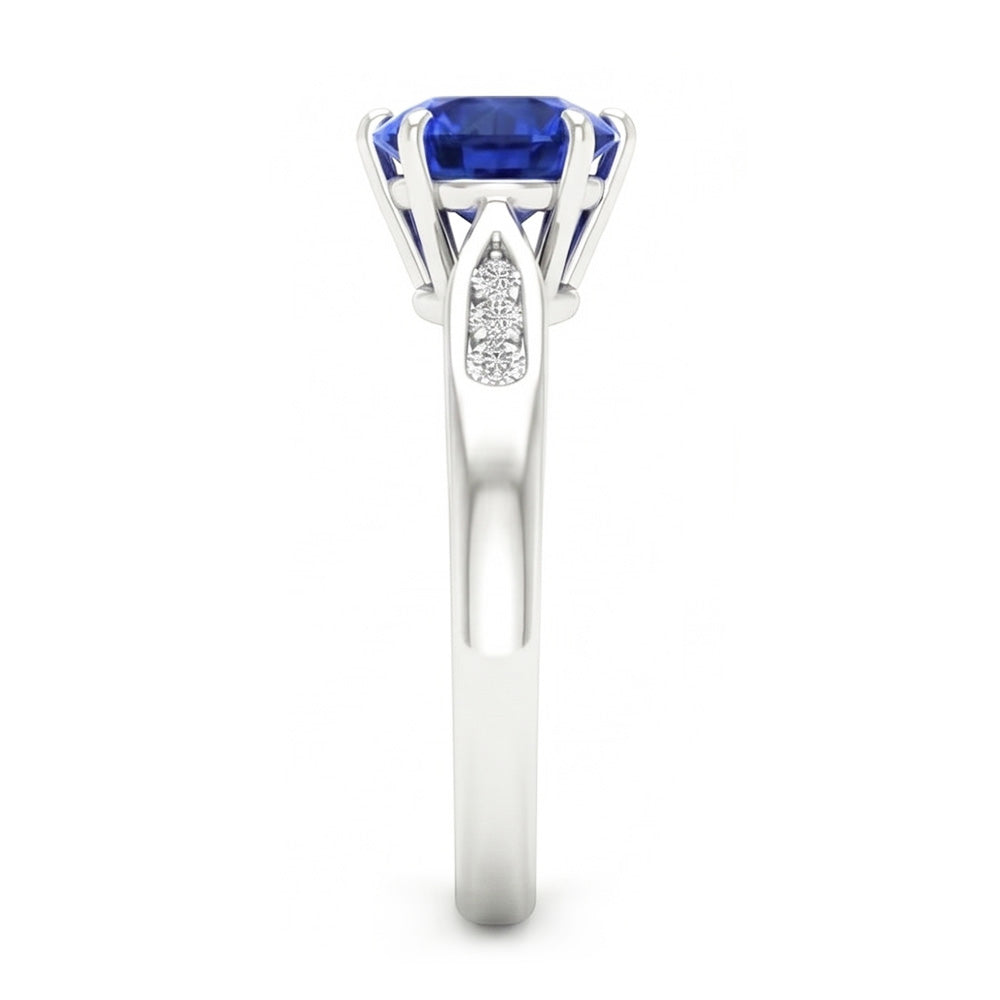 1,80 Karat blauer Ceylon-Saphir mit Aus der Erde Abgebauter Natürlicher Diamanten Ring Weißgold 14K